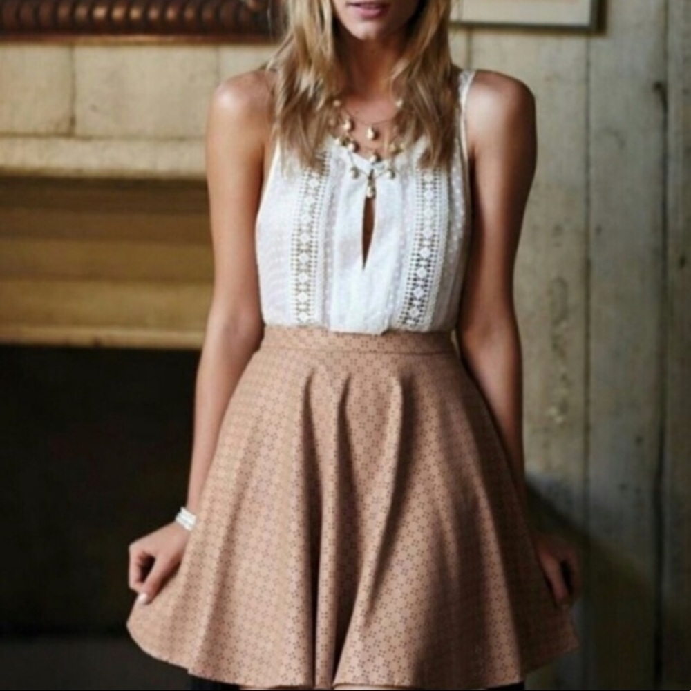 Sunday in Brooklyn laser cut faux leather mini